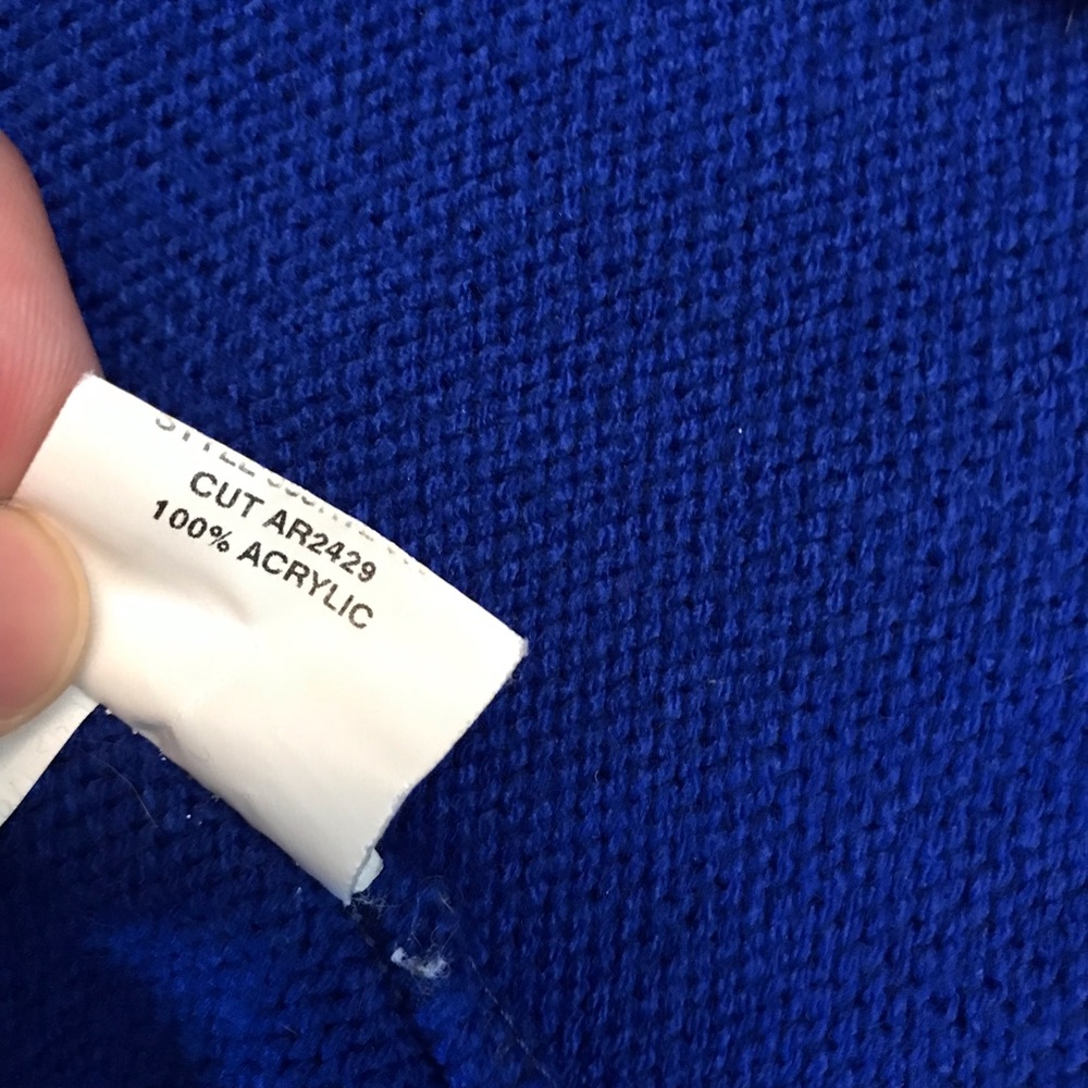 Vintage 80s Letterman Sweater Cardigan Mens Medium Royal Blue Letter G Pockets - Picture 11 of 11